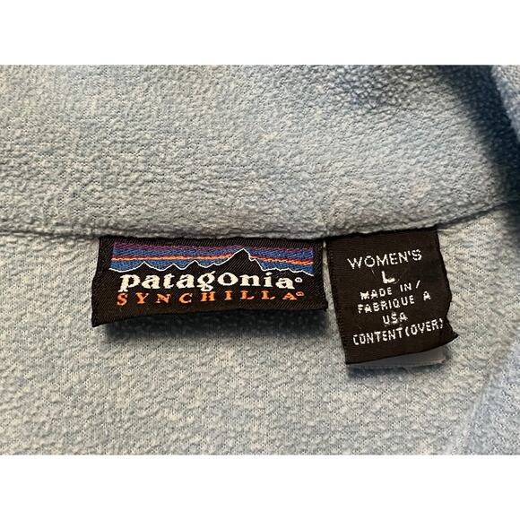 VINTAGE Patagonia Synchilla Fleece Sweater Women Large Teal 1/4 Zip Lightweight - Picture 7 of 10